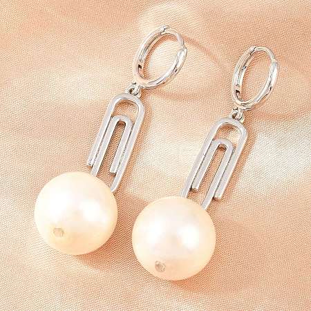 Paperclip with Round Brass Hoop Earrings EJEW-Z164-12P-1