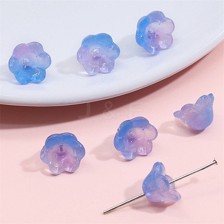 10Pcs Gradient Color Transparent Glass Bead Caps PW-WG464DA-14-1