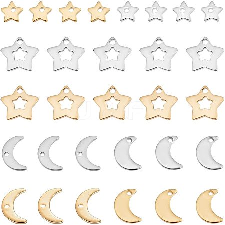 SUPERFINDINGS 80Pcs 8 Style 304/201 Stainless Steel Charms STAS-FH0001-41-1