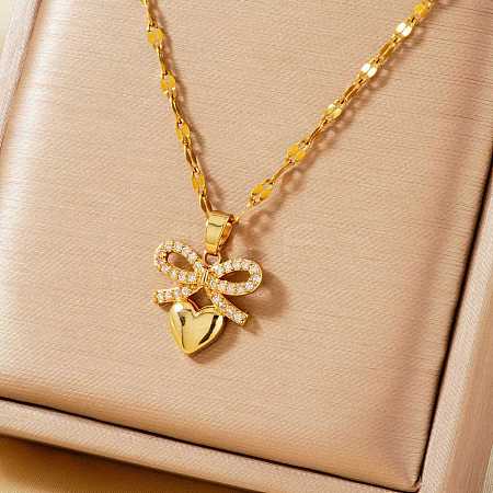 Simple and Elegant Brass Micro Pave Clear Cubic Zirconia Pendant Necklaces for Women XQ3447-1-1