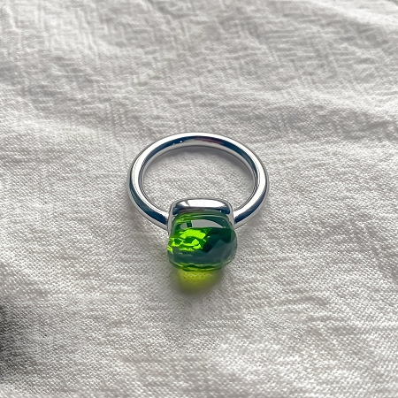 Square 304 Stainless Steel with Glass Finger Rings FS-WG8AAFA-19-1