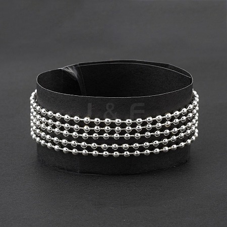 304 Stainless Steel Ball Chains Multi-strand Bracelet for Women BJEW-G669-11S-1