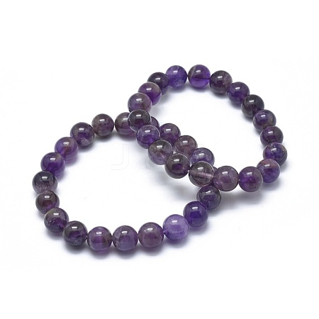 Natural Amethyst Bead Stretch Bracelets BJEW-K212-B-034-1