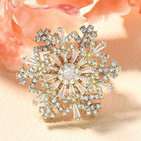 Snowflake Rotatable Brooches for Women JEWB-B023-01G-1