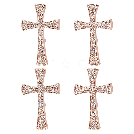 4Pcs Cross Rhinestone Lapel Pins JEWB-HY0001-50RG-1