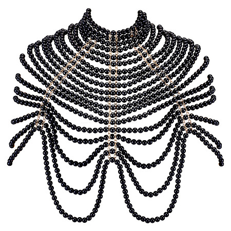 1Pc Plastic Imitation Pearl Bra Body Chain AJEW-GA0008-12A-1