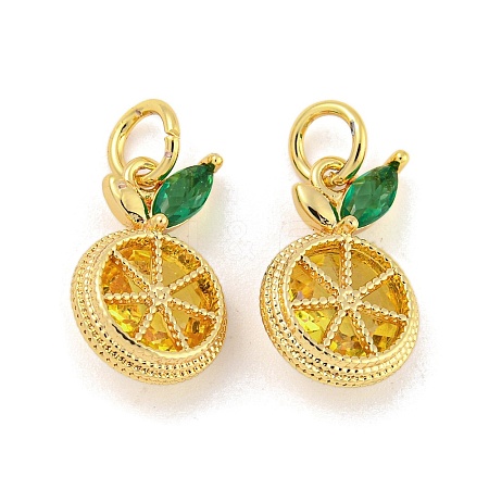 Brass Micro Pave Gold Cubic Zirconia Charms KK-G490-22G-1