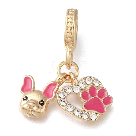 Rack Plating Alloy Hot Pink Enamel European Dangle Charms PALLOY-A009-19P-1