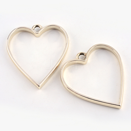 Rack Plating Alloy Heart Open Back Bezel Pendants X-PALLOY-S047-12E-FF-1