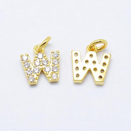 Brass Micro Pave Grade AAA Cubic Zirconia Charms ZIRC-P067-11G-W-NR-1