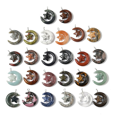Natural & Synthetic Mixed Stone Pendants G-Z086-01P-1