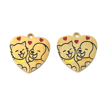 304 Stainless Steel Enamel Pendants STAS-G360-02G-1