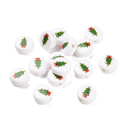 Christmas Theme Printed Opauqe Acrylic Beads OACR-R004-01A-1