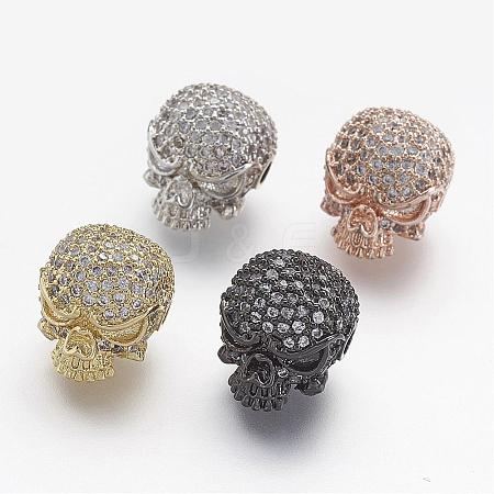 Brass Micro Pave Cubic Zirconia Beads ZIRC-F041-18-1