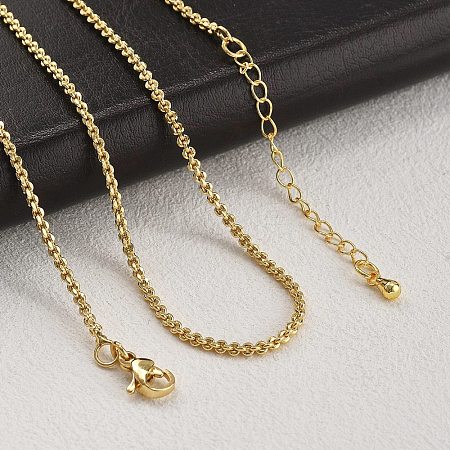 Brass Rolo Chains Necklaces for Women NJEW-D302-22G-1