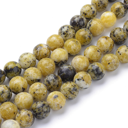 Natural Yellow Turquoise(Jasper) Beads Strands X-G-R345-8mm-44-1