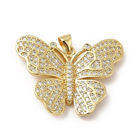 Rack Plating Brass Micro Pave Cubic Zirconia Pendants KK-E072-20G-1