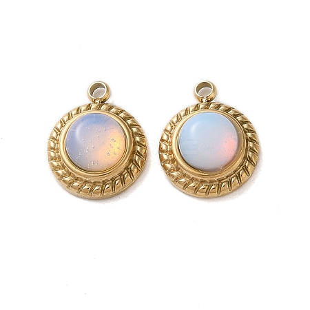 Opalite Half Round Charms STAS-L022-399G-03-1