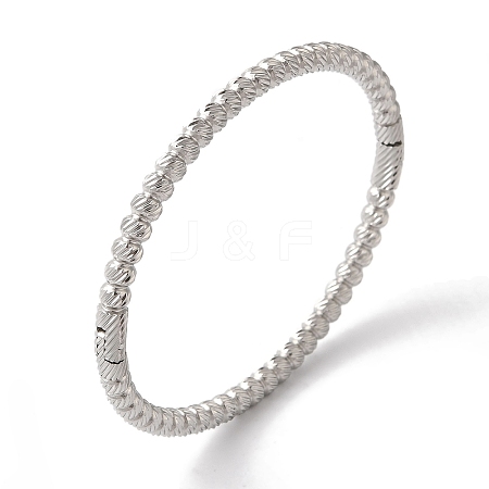 Non-Tarnish Texture Ion Plating(IP) 304 Stainless Steel Bangles for Women BJEW-K252-03P-1