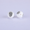 Printed Round with Skull Pattern Silicone Focal Beads SI-JX0056A-196-1