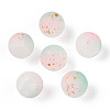 Frosted Baking Painted Crackle Glass Beads with Glitter Powder DGLA-T004-8mm-01F-1