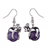 Natural Amethyst Frog Dangle Earrings EJEW-A092-13P-11-3