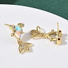 Brass Micro Pave Cubic Zirconia Fish Dangle Stud Earrings EJEW-K320-01G-23-4