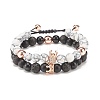 2Pcs 2 Style Cubic Zirconia Braided Bead Bracelet BJEW-JB08050-04-1