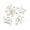 Silver Color Plated Alloy Letter Pendants X-PALLOY-P097-04-N-2