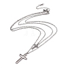 Non-Tarnish Stainless Steel Hollow Out Cross Pendant Double Layer Necklace with Cable Chains for Men Women NJEW-E088-01P-2