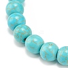 Synthetic Turquoise(Dyed) Beaded Stretch Bracelet with Skull Charm BJEW-JB08286-02-5