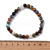 Natural & Synthetic Mixed Gemstone Beaded Stretch Bracelets for Women Men BJEW-F490-01A-4