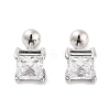 Square 316 Surgical Stainless Steel Pave Cubic Zirconia Cartilage Earrings for Women Men EJEW-Z050-34B-01P-1