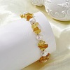 Natural Amber & Cultured Freshwater Pearl & Brass Beaded Bracelets for Women BJEW-JB13663-2