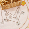 2Pcs 2 Colors  Aluminum Butterfly Tassel 3 Layered Waist Body Chains for Women Girls AJEW-HS0001-17-3