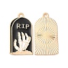 Light Gold Plated Alloy Enamel Pendants ENAM-L040-005KCG-2