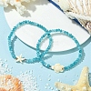 2Pcs 2 Styles Synthetic Turquoise & Dyed Natural Malaysia Jade Rondelle Beads Beads Stretch Bracelets for Women BJEW-JB13599-01-1