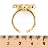 Flower Brass Micro Pave Cubic Zirconia Cuff Rings for Women RJEW-A069-14G-03-5