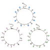 3Pcs 3 Colors 201 Stainless Steel Moon Star & Natural Dyed Malaysia Jade Round Charm Brass Bar Link Chain Anklets AJEW-AN00732-2