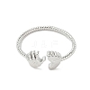Footprint & Palm Brass Open Cuff Ring for Women RJEW-A040-03P-2