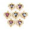 Rack Plating Brass Micro Pave Clear Cubic Zirconia Pendants KK-T060-10-RS-1