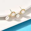 Natural Pearl Dangle Ear Studs EJEW-L099-07G-3