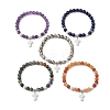 5Pcs 6mm Gemstone Round Beaded Stretch Bracelets Sets BJEW-JB10947-1