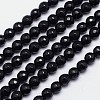 Faceted Round Natural Black Tourmaline Bead Strands G-I160-02-6mm-1