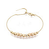 Adjustable Brass Beaded Slider Bracelets for Women BJEW-T022-22G-3