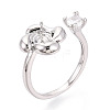 Windmill Brass Micro Pave Clear Cubic Zirconia Cuff Ring Settings KK-T076-36G-1