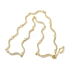 Brass Micro Pave Clear Cubic Zirconia Wave Link Chain Necklaces for Women NJEW-B157-22G-4