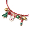 Christmas Tree & Candy Cane & Deer Alloy Enamel Charm Bracelets BJEW-JB10836-01-3
