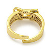 Rack Plating Brass Micro Pave Cubic Zirconia Belt Shape Open Cuff Rings for Women RJEW-F162-10G-3