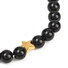 12 Zodiac Sign Natural Black Obsidian Round Beads Stretch Bracelets for Men Women WG228FC-09-2